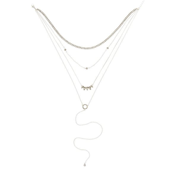 NEW Simulated Crystal Layered Choker Necklace NWT - Picture 7 of 7